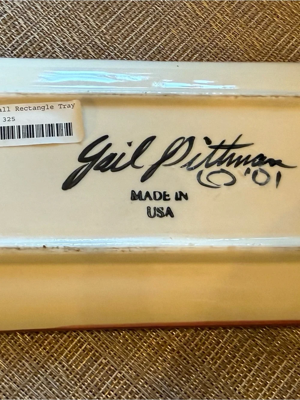 Gail Pitmann Vintage Hand-Painted Ceramic 'OU Sooner' rectangle tray